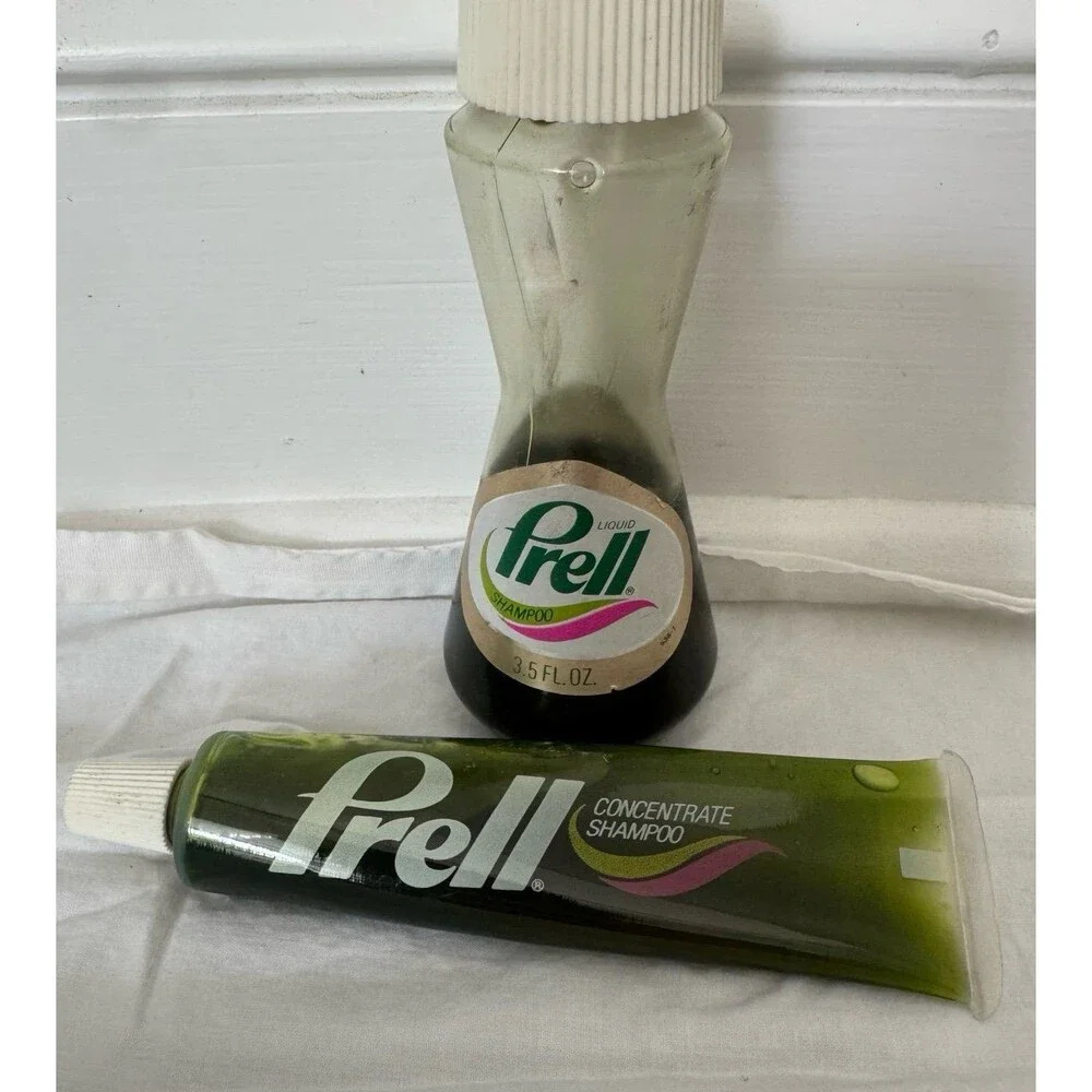 Vintage 1980s Liquid Prell Concentrate Shampoo 1.5 oz 3.5 oz Tube & Bottle